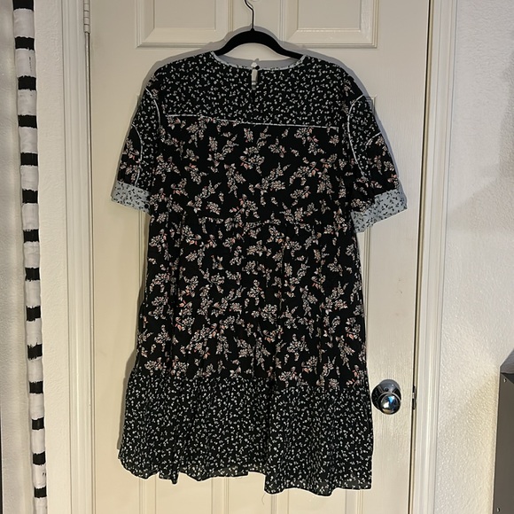 Ann Taylor Babydoll black blue orange floral dress - Picture 2 of 4